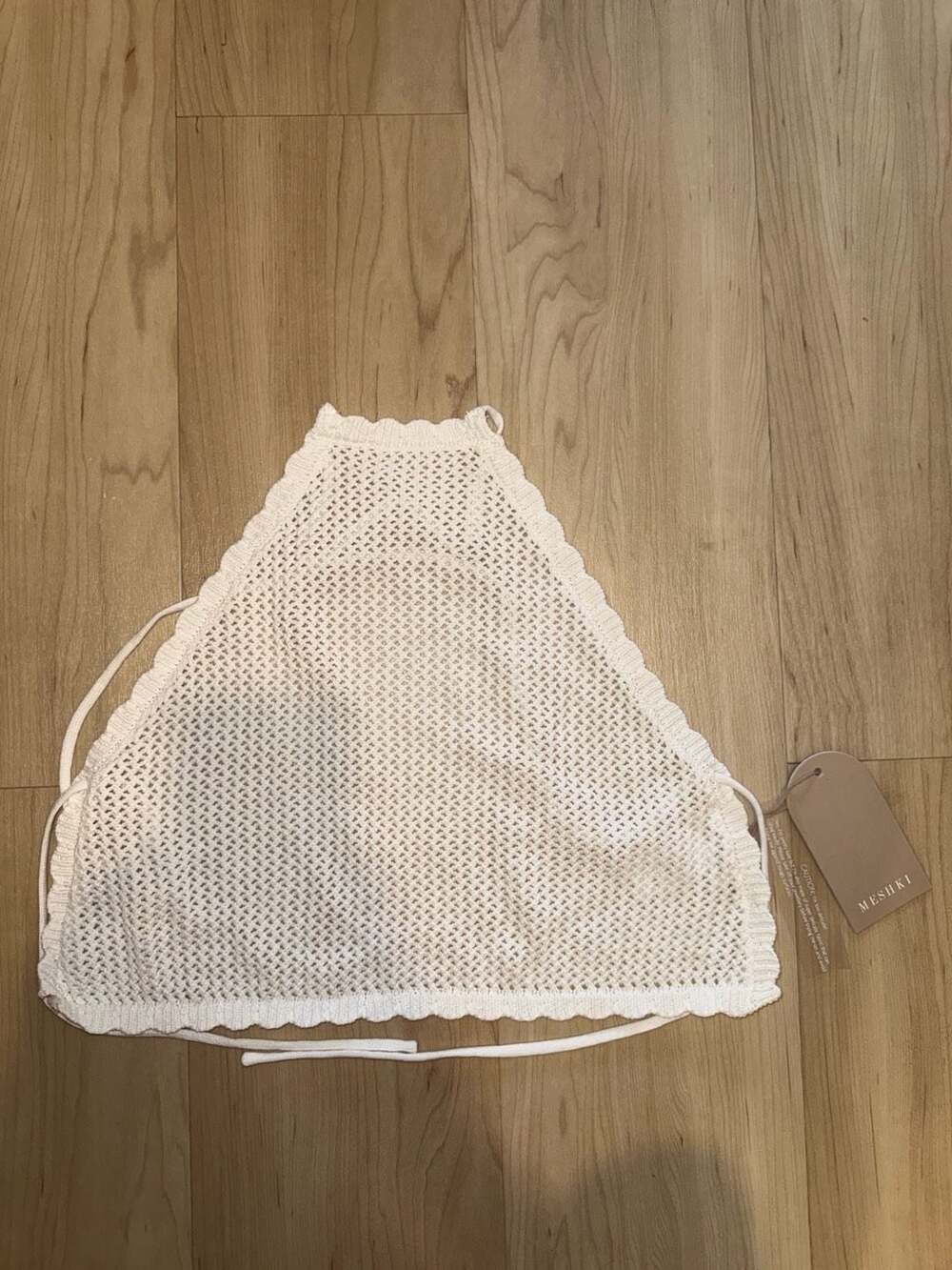 MESHKI Sylvana Crochet Halter Top White Size S